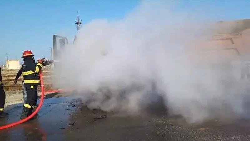 Sumqayıtda "KamAZ" YANDI - VİDEO