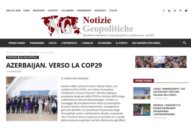 İtaliya nəşri Pre-COP29 konfransından yazıb