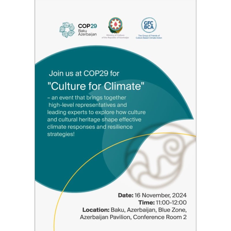 COP29 çərçivəsində Mədəniyyət Nazirlərinin 2-ci Yüksək Səviyyəli Görüşü keçiriləcək