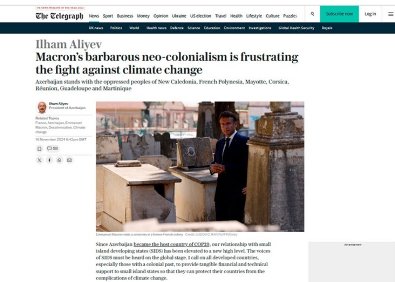 "The Telegraph” İlham Əliyevin çıxışını işıqlandırdı