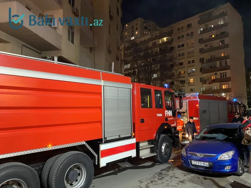 Yasamalda çoxmərtəbəli binada YANĞIN - YENİLƏNİB - VİDEO/FOTOLAR
