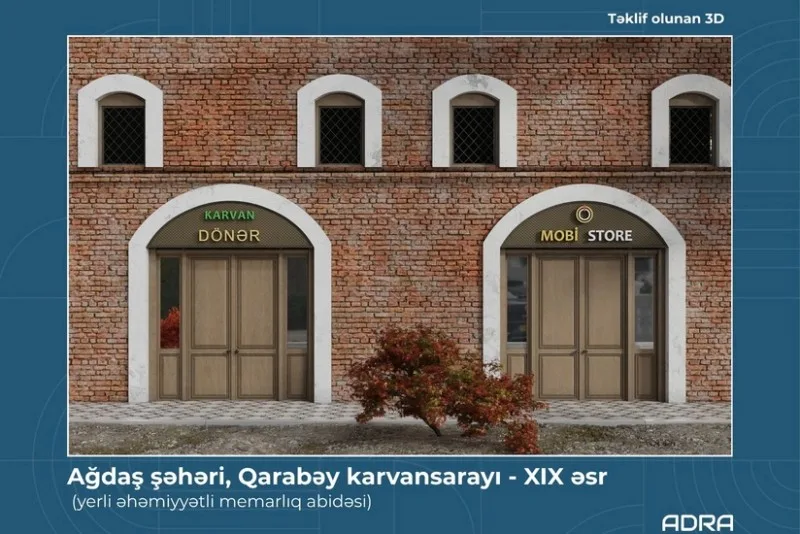 Tarixi karvansarayın fasadındakı reklamlar sökülüb