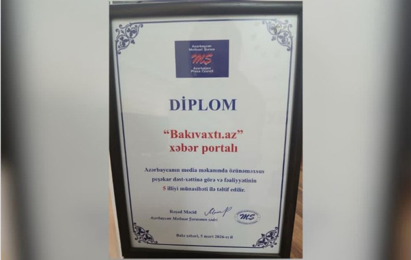 MŞ Bakıvaxtı.az-ı mükafatlandırdı - FOTO