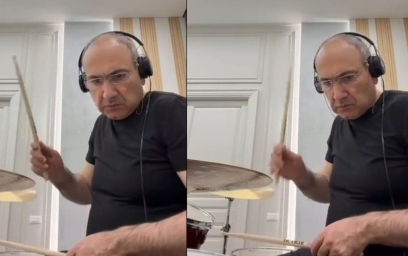 Paşinyan indi də zərb alətində ifa etdi - VİDEO