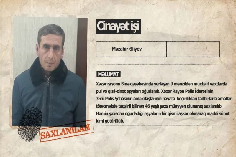 9 mənzildən oğurluq etdi: həbs edildi - VİDEO