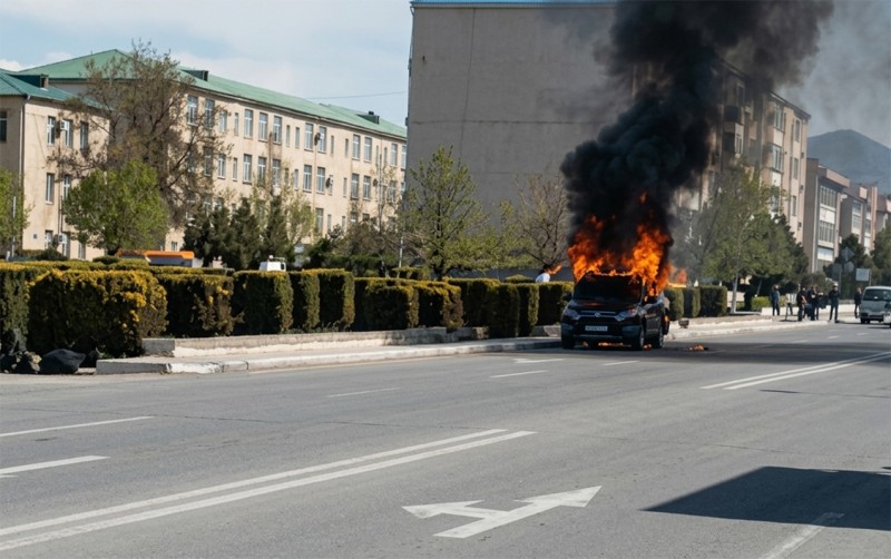 Şərurda avtomobilini yandıran sərxoş sürücü saxlanıldı - VİDEO