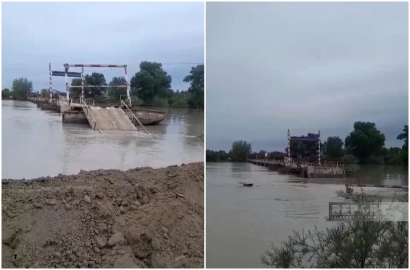 Kürdə suyun səviyyəsi artdı, körpü su altında qaldı