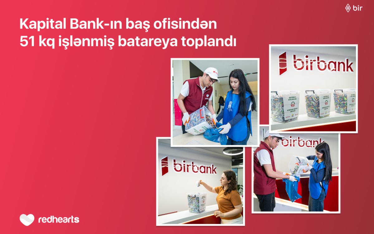 “Kapital Bank”ın baş ofisindən 51 kq işlənmiş batareya toplandı