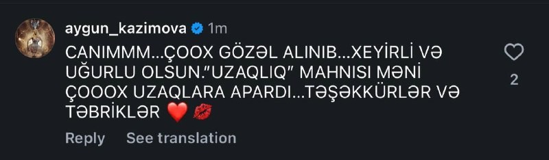 Aygün Kazımovadan Röyanın ifasına reaksiya