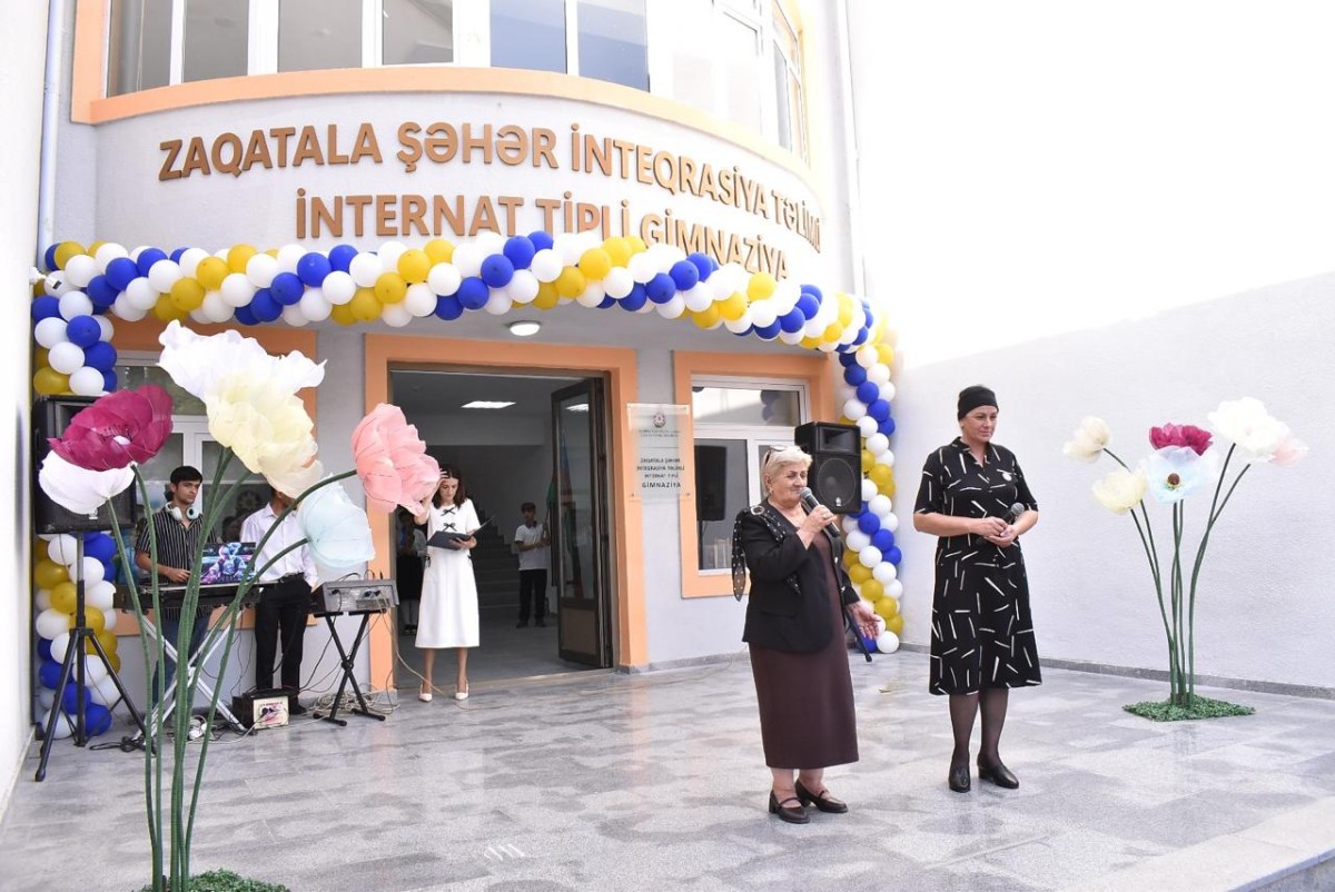 Zaqatalada əsaslı təmir olunan gimnaziyanın açılışı oldu - FOTOLAR