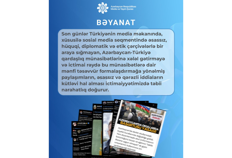 Media və Yayım Şurası BƏYANAT YAYDI