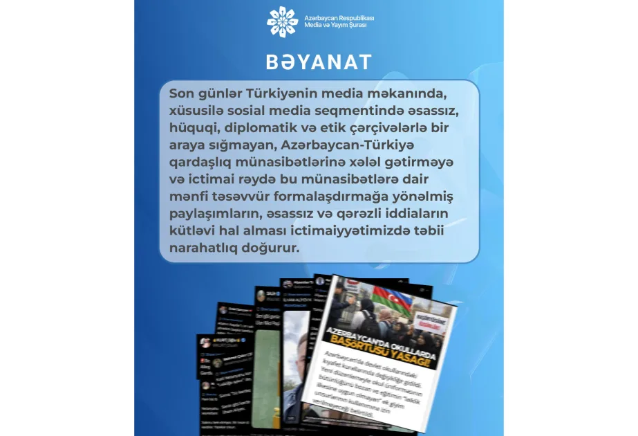 Media və Yayım Şurası BƏYANAT YAYDI