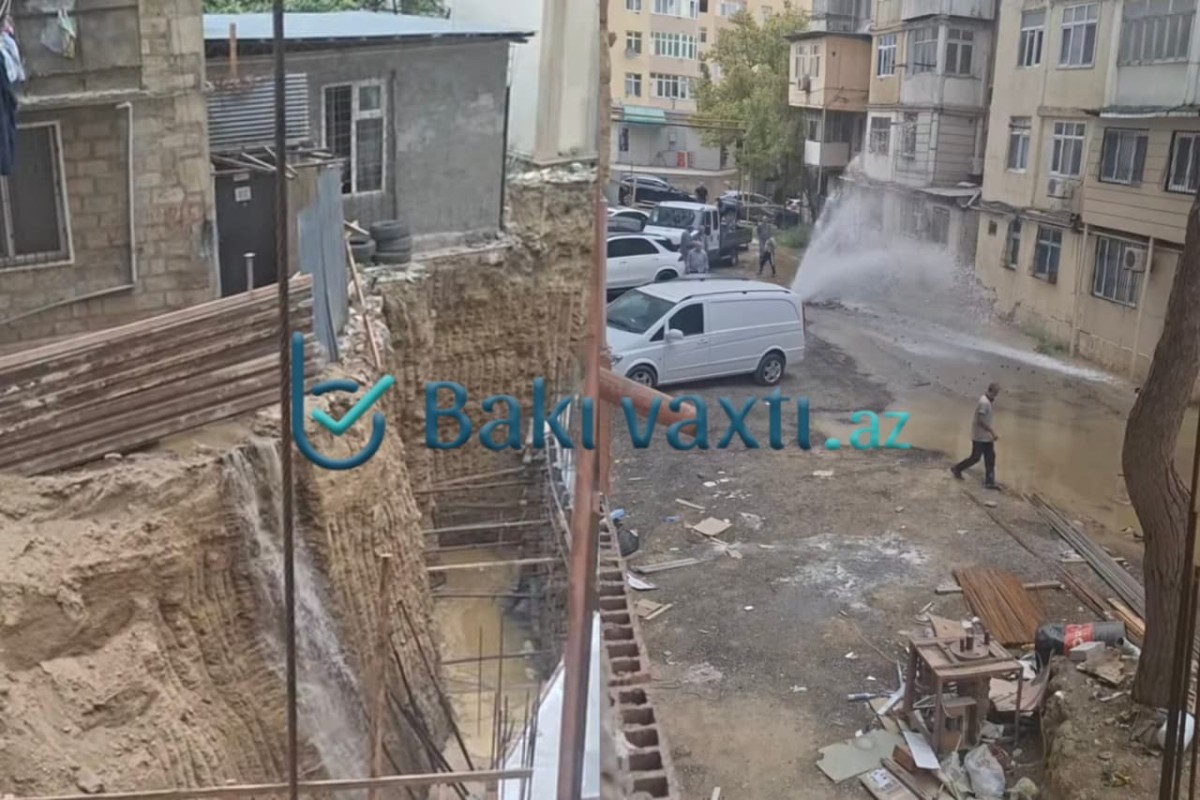 Yasamalda su borusu partladı: Sakinlər MTK-nı günahlandırır - VİDEO