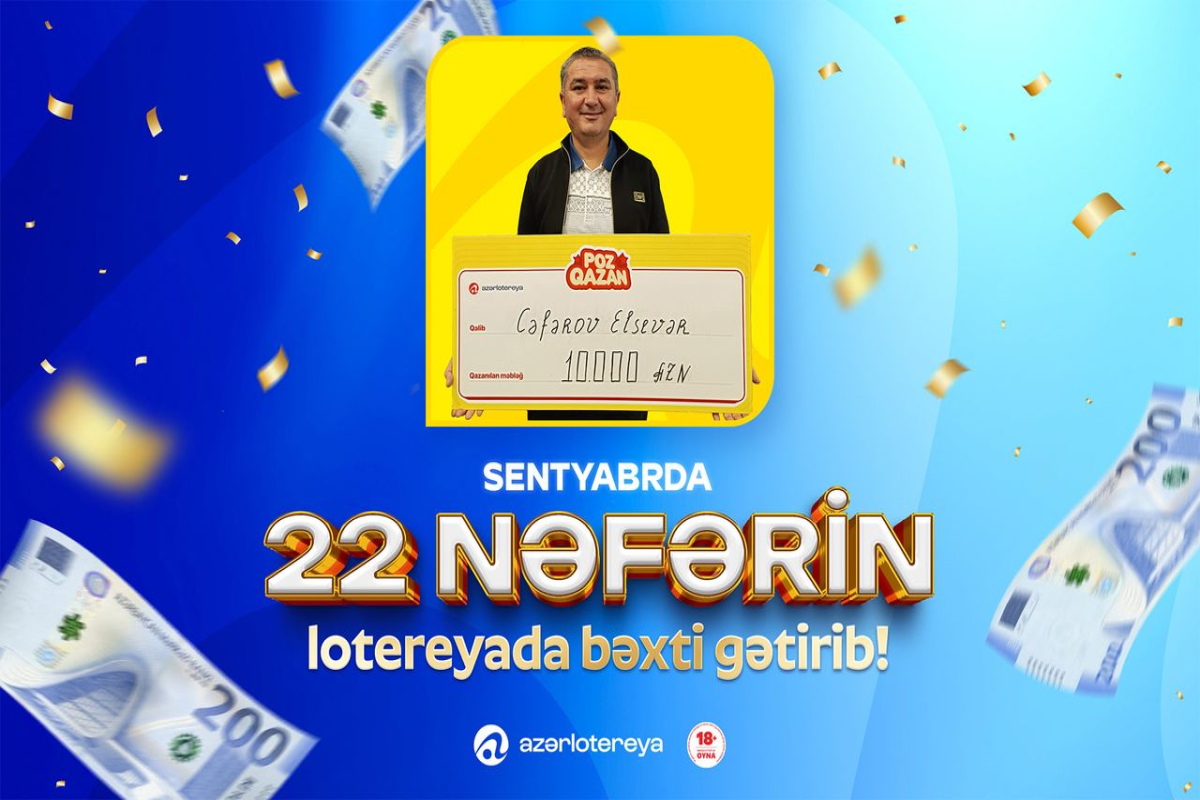 "Poz-Qazan" oyunlarında sentyabrda 22 böyük uduş qazanılıb
