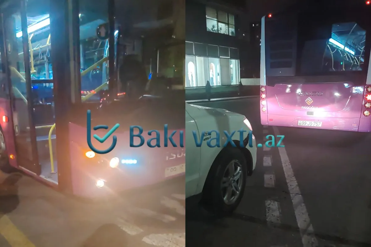 Bakıda qəza: "Hyundai" avtobusa çırpıldı - FOTO - VİDEO