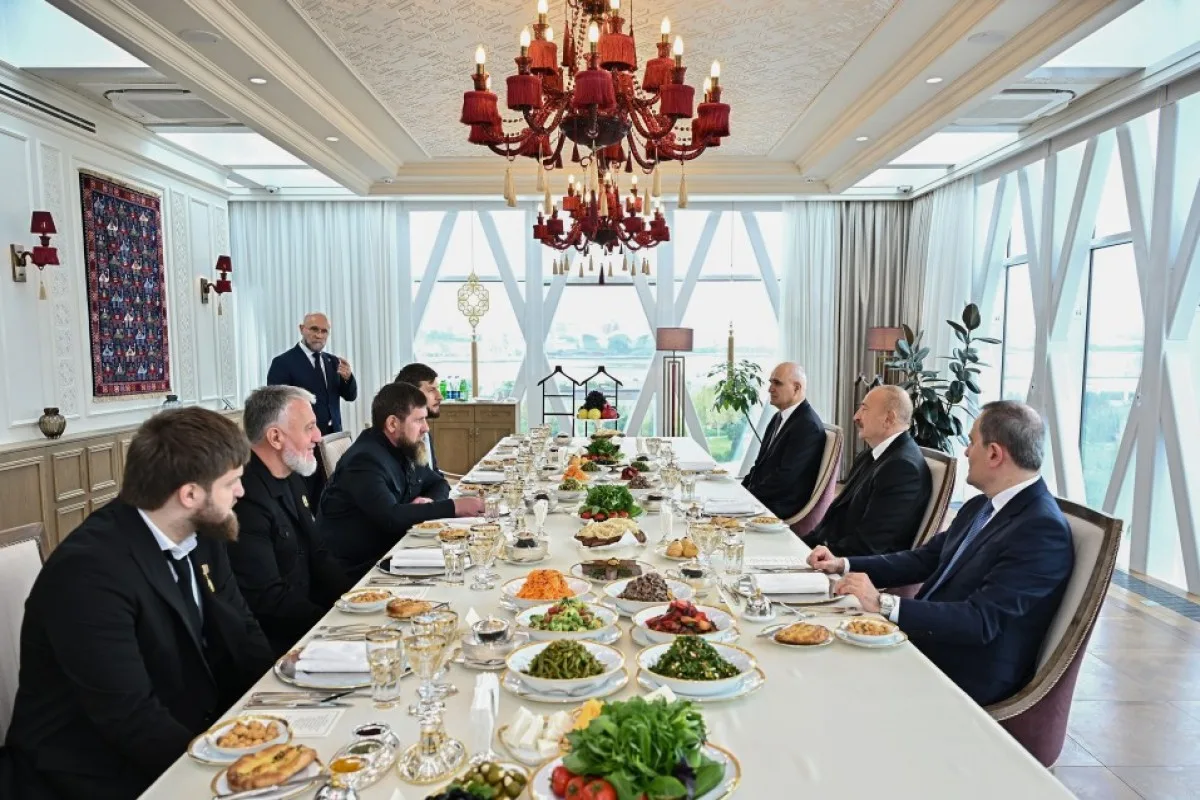 Prezident İlham Əliyev və Çeçenistanın lideri birgə nahar ediblər - FOTOLAR