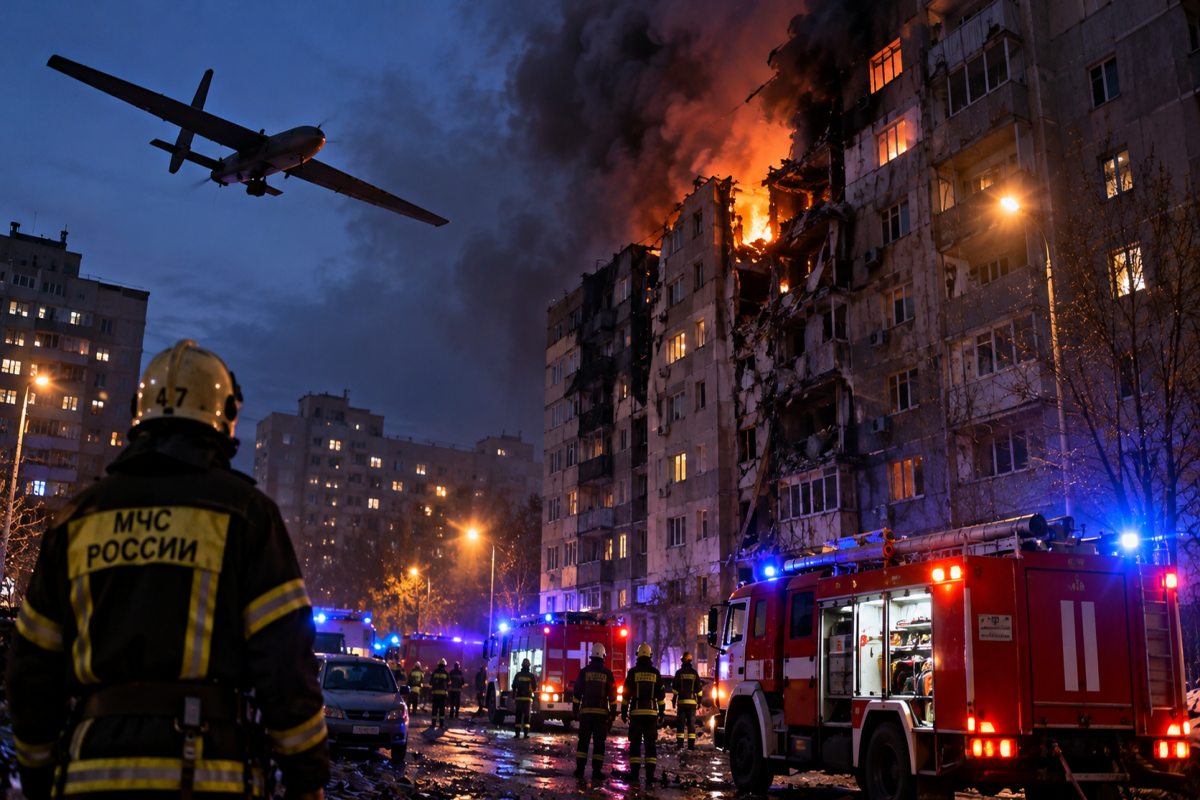 Rusiyaya kütləvi dron hücumu olub