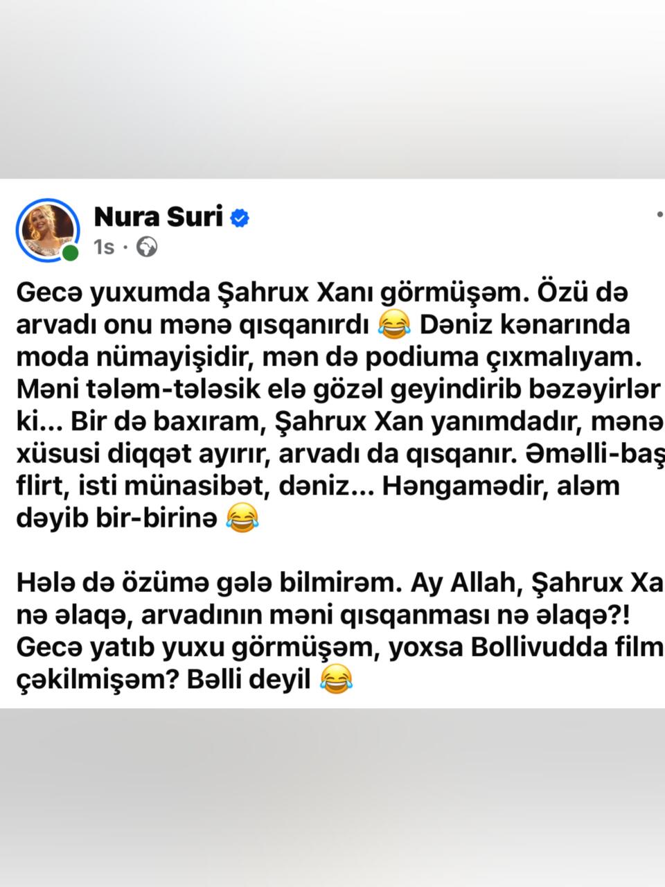 Nura Suri: “Şahrux Xanın arvadı məni qısqanırdı” - FOTO